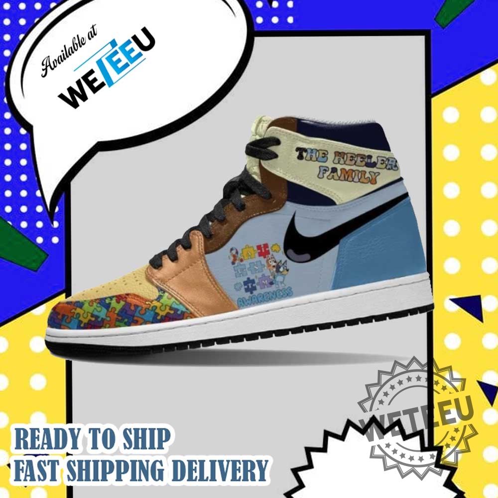 Autism Awareness Bluey The Heeler Family Air Jordan High Top Sneaker 5 Autism Awareness Bluey The Heeler Family Air Jordan High Top Sneaker