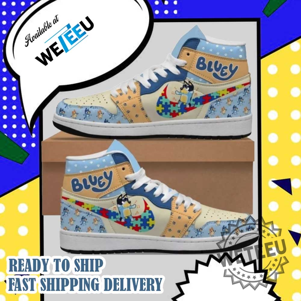 Bluey Autism X Nike Air Jordan High Top Sneaker 4 Bluey Autism x Nike Air Jordan High Top Sneaker