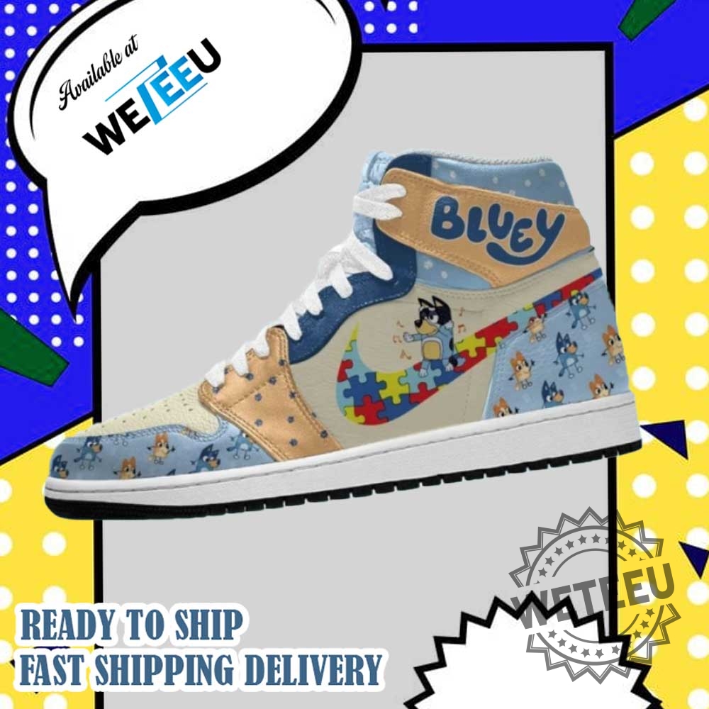 Bluey Autism X Nike Air Jordan High Top Sneaker 5 Bluey Autism x Nike Air Jordan High Top Sneaker