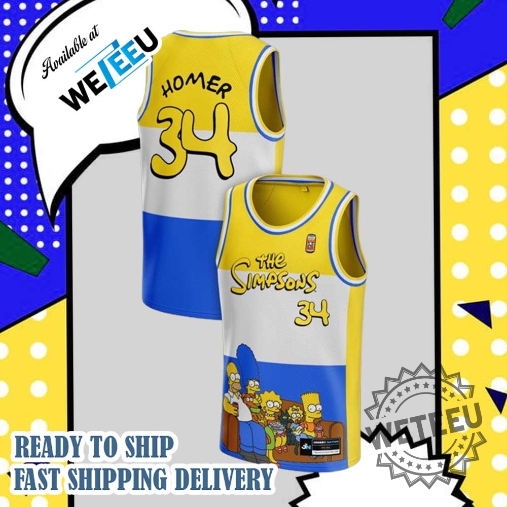 The Simpsons 34 Homer Retro Basketball Jersey  Cartoon Family Edition