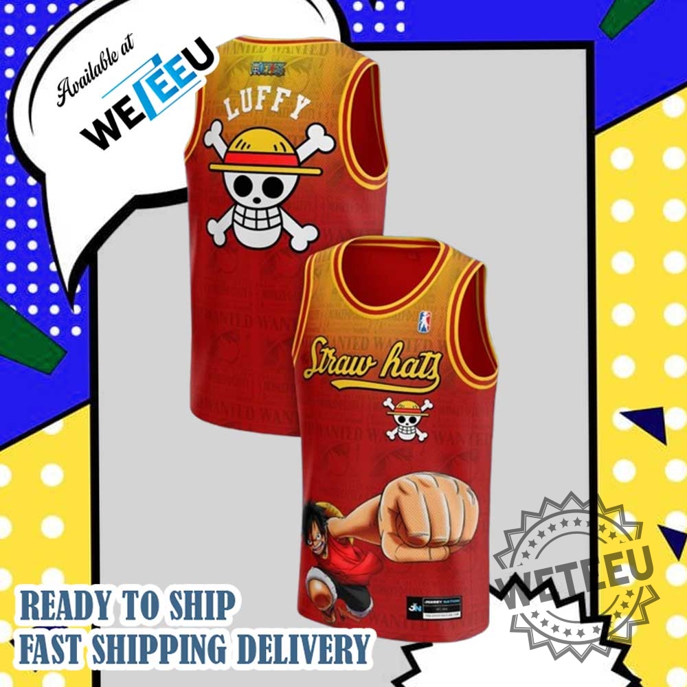 Luffy Straw Hat Pirates Anime Jersey  One Piece Basketball Tank Top