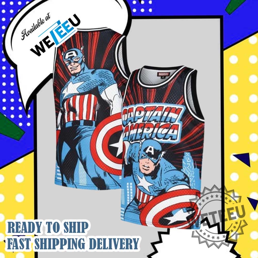 Marvel Superhero Captain America Comic Style Basketball Jersey