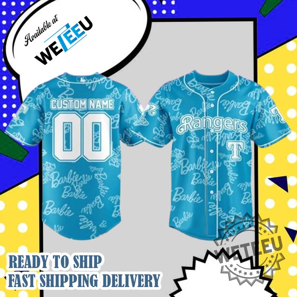 Texas Rangers Barbie Game Day 2025 Blue Jersey 3 Texas Rangers Barbie Game Day 2025 Blue Jersey