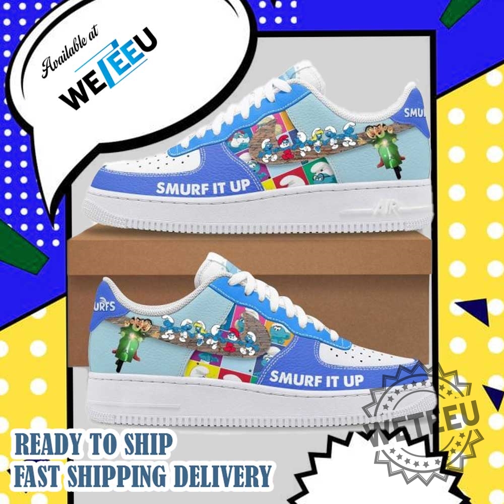 Smurf It Up Nike Air Force 1 Shoes Gift For Kids