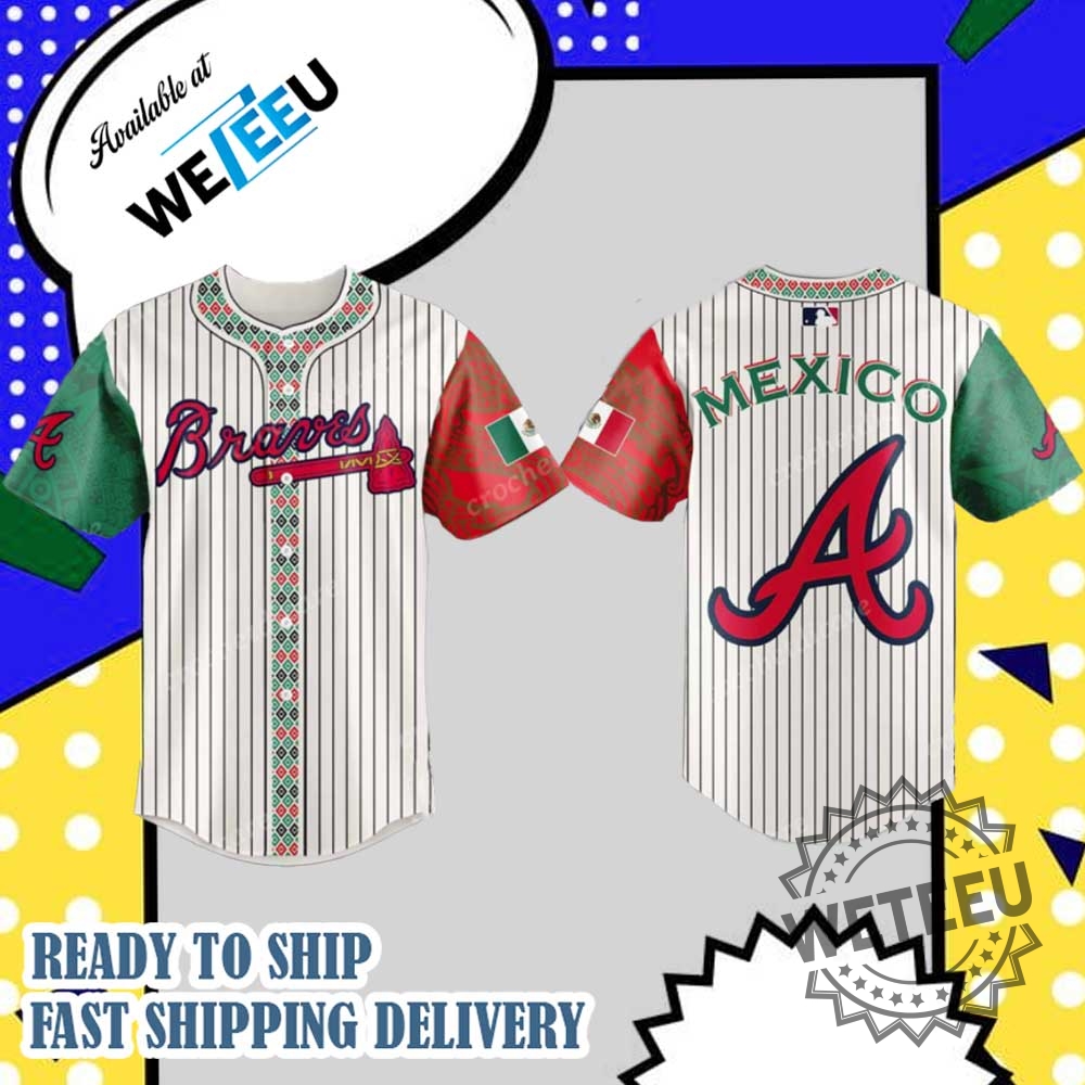 Atlanta Braves Mexican Heritage Night Striped Baseball Jersey