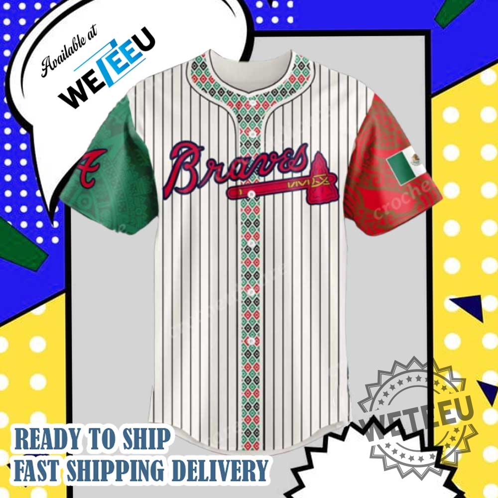 Atlanta Braves Mexican Heritage Night Striped Baseball Jersey 4 Atlanta Braves Mexican Heritage Night Striped Baseball Jersey