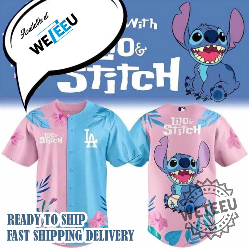 "Top 5 Must-Have Baseball Jerseys and Shirts for 2025" 26 Cute Los Angeles Dodgers X Lilo And Stitch 2025 Baseball Jersey