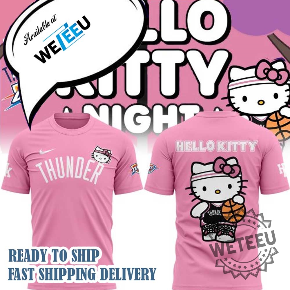 Pink Oklahoma City Thunder 2025 Hello Kitty All Over Print Tshirt 5 Pink Oklahoma City Thunder 2025 Hello Kitty All Over Print T-shirt