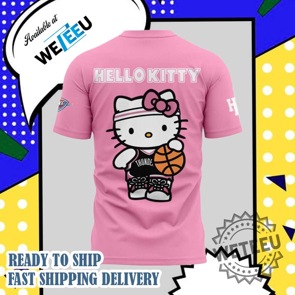 Pink Oklahoma City Thunder 2025 Hello Kitty All Over Print Tshirt 6 Pink Oklahoma City Thunder 2025 Hello Kitty All Over Print T-shirt