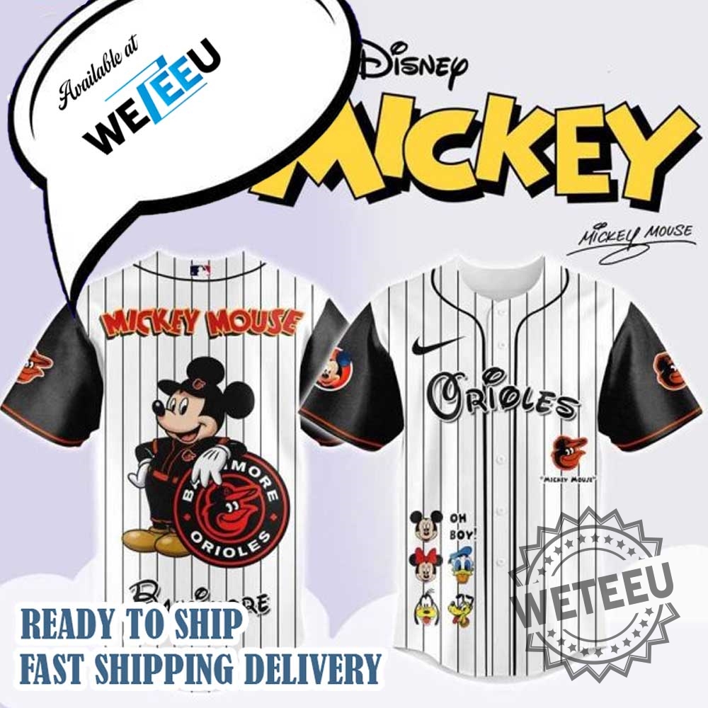 Mlb Baltimore Orioles X Mickey Mouse And Friends Baseball Jersey 3 MLB Baltimore Orioles X Mickey Mouse And Friends Baseball Jersey