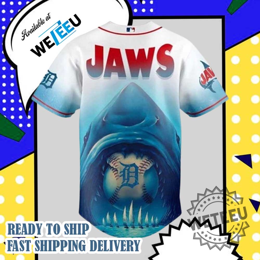 Detroit Tigers X Jaws 2025 Baseball Jersey 7 Detroit Tigers x Jaws 2025 Baseball Jersey