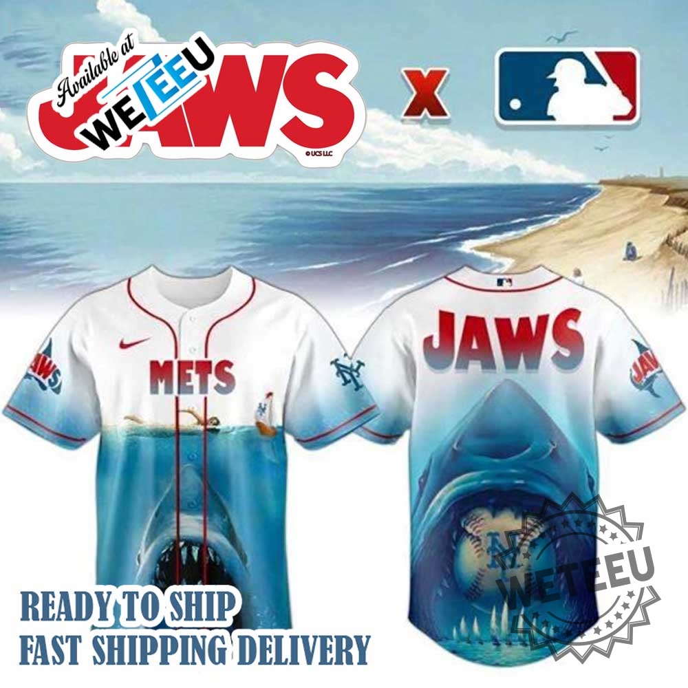 New York Mets X Jaws 2025 Baseball Jersey 3 New York Mets x Jaws 2025 Baseball Jersey