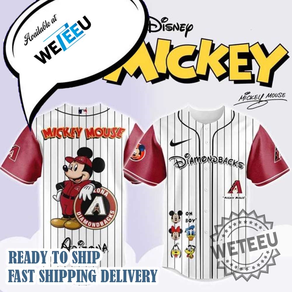 Mlb Arizona Diamondbacks X Mickey Mouse And Friends Baseball Jersey 3 MLB Arizona Diamondbacks X Mickey Mouse And Friends Baseball Jersey