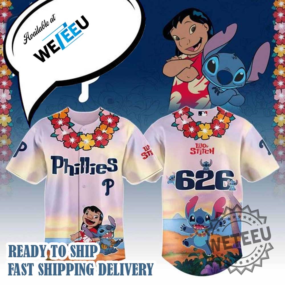 Philadelphia Phillies Mlb X Lilo Stitch Personalized Baseball Jersey 3 Philadelphia Phillies MLB X Lilo Stitch Personalized Baseball Jersey