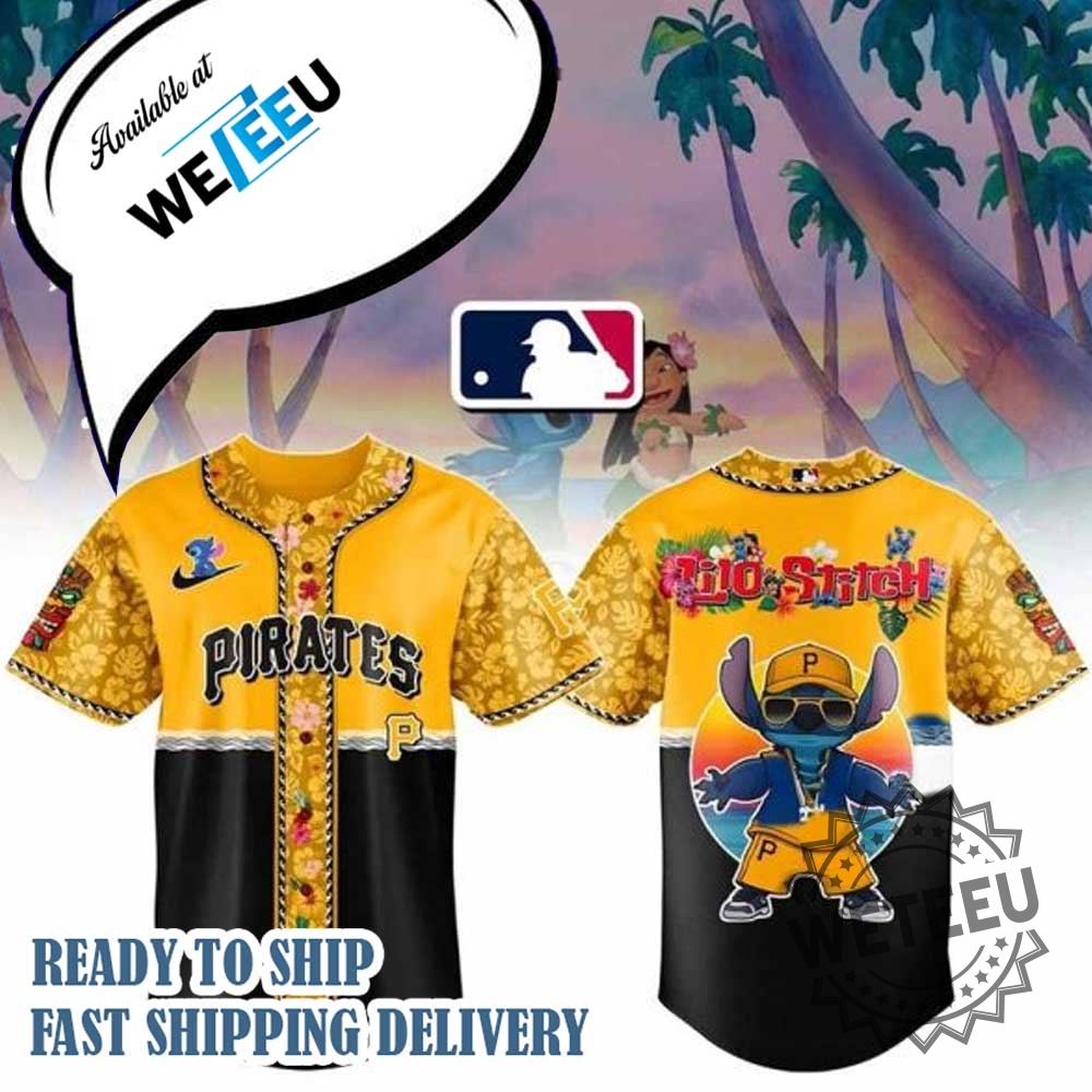 Lilo And Stitch X Pirates Mlb All Team Floral Baseball Jersey 3 Lilo And Stitch X Pirates MLB All Team Floral Baseball Jersey