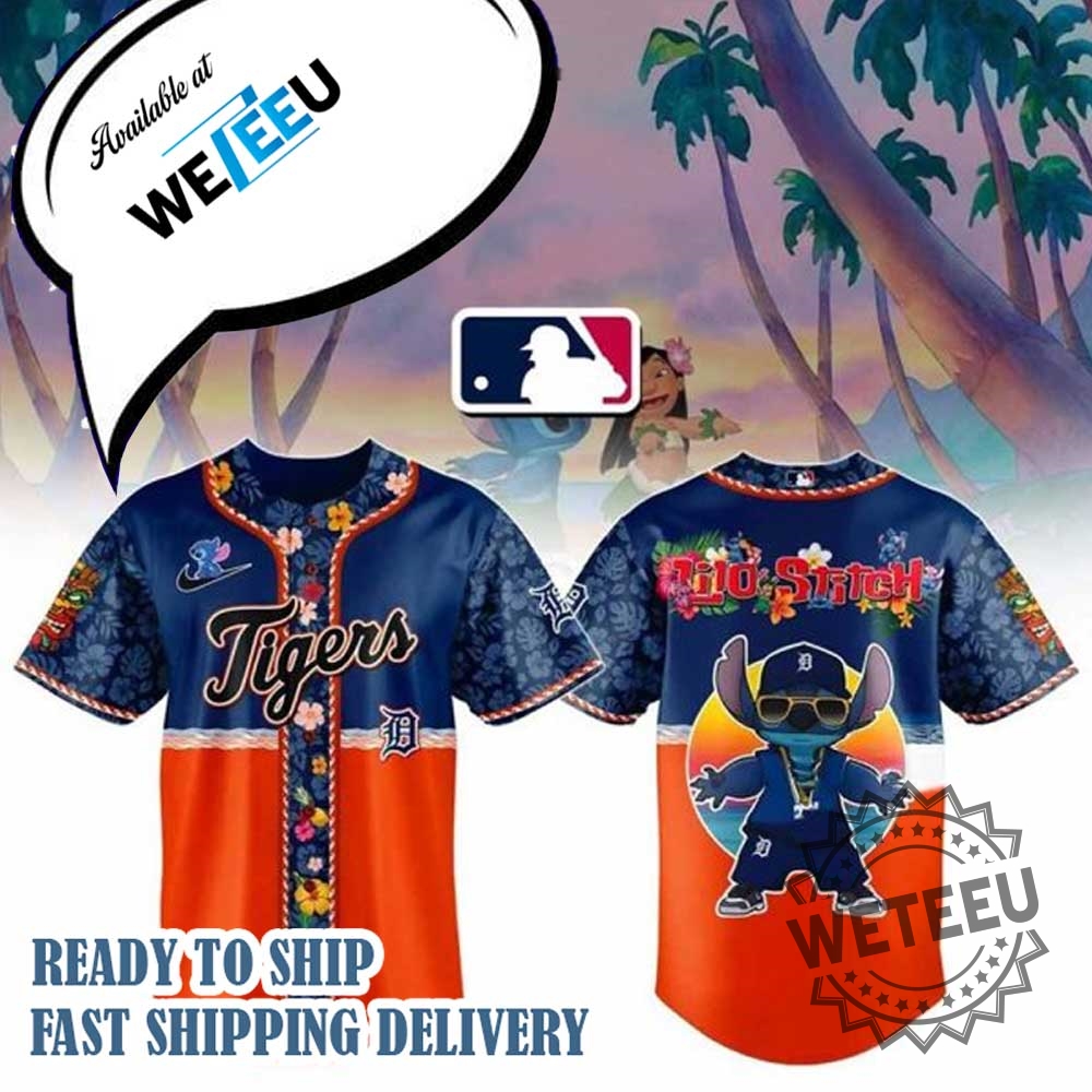 Lilo And Stitch X Tigers Mlb All Team Floral Jersey Tigers 3 Lilo And Stitch X Tigers MLB All Team Floral Jersey Tigers