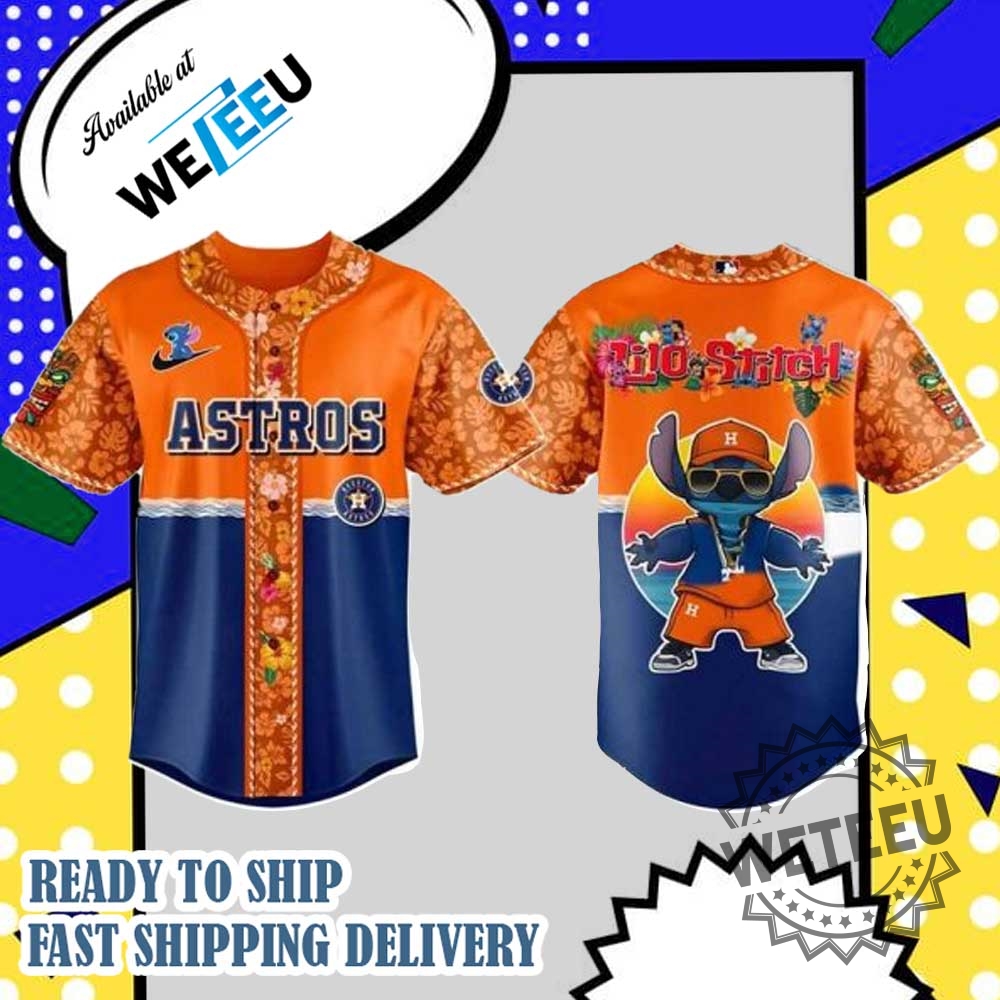 "Shop Lilo and Stitch MLB Floral Jerseys for All Teams" 5 Lilo And Stitch X Astros Mlb All Team Floral Jersey Astros