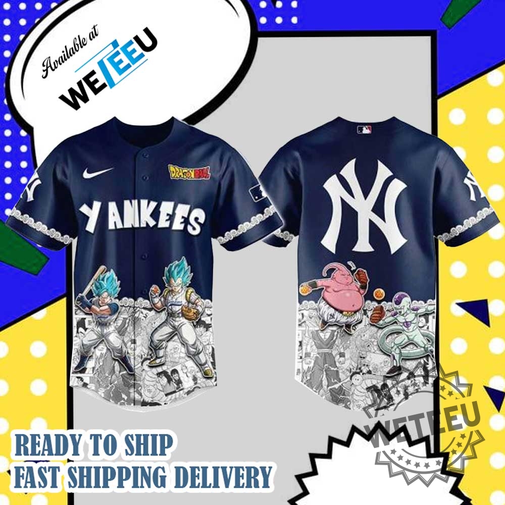 "Shop Lilo and Stitch MLB Floral Jerseys for All Teams" 7 New York Yankees X Dragon Ball Baseball Jersey