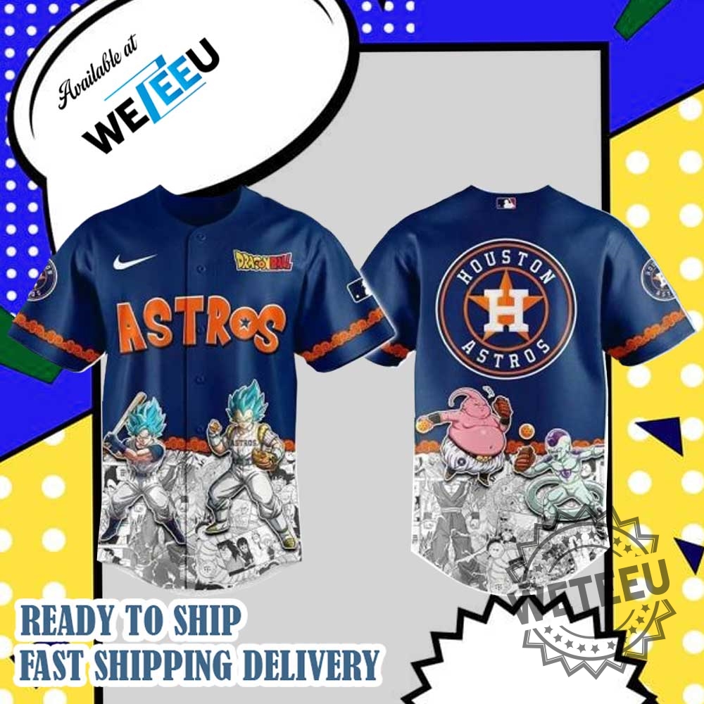 "Shop Lilo and Stitch MLB Floral Jerseys for All Teams" 8 Houston Astros X Dragon Ball Baseball Jersey