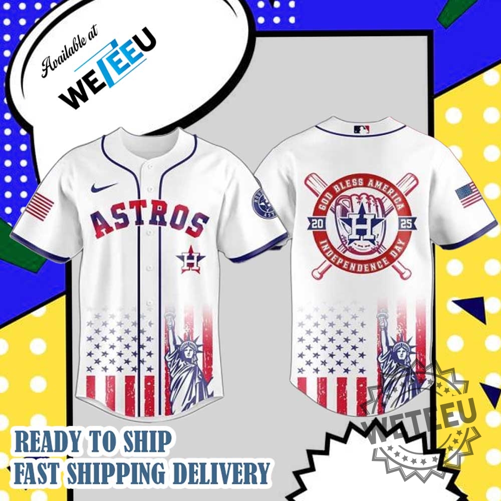 "Shop Lilo and Stitch MLB Floral Jerseys for All Teams" 12 Houston Astros America Independence Day 2025 Baseball Jersey