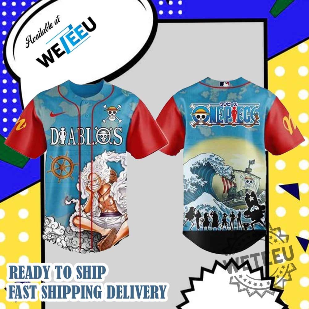 "Shop Lilo and Stitch MLB Floral Jerseys for All Teams" 14 Diablos Rojos Del Mexico X One Piece 2025 Baseball Jersey