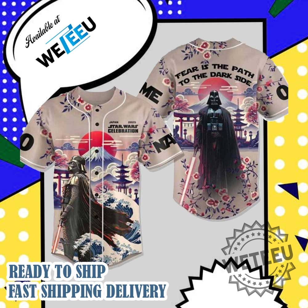"Shop Lilo and Stitch MLB Floral Jerseys for All Teams" 15 Star Wars Celebration Fear Is The Path To The Dark Side Baseball Jersey