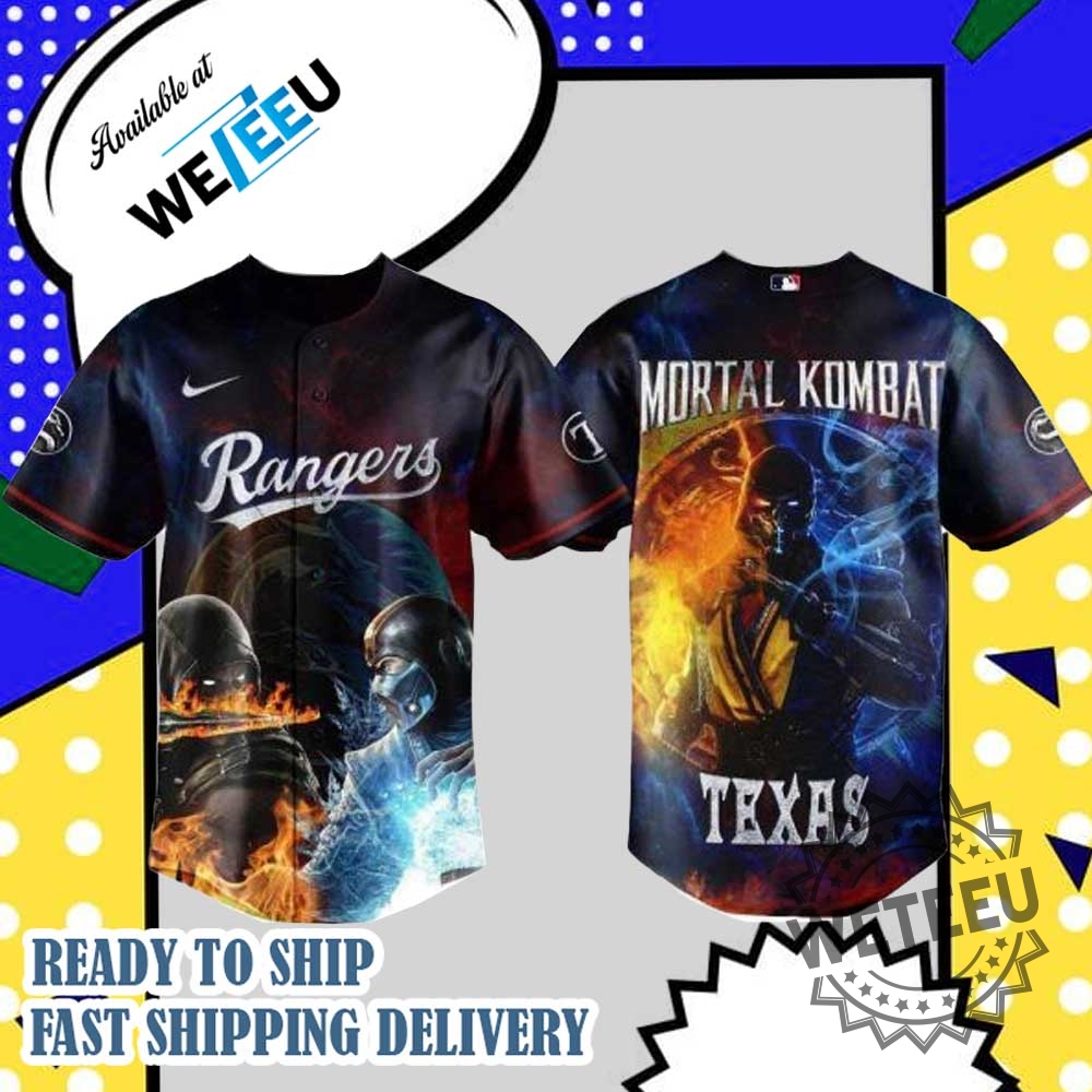 "Shop Trendy Thunder X Hello Kitty, Snoopy LSU Champions Gear" 16 Texas Rangers X Mortal Kombat Night Baseball Jersey