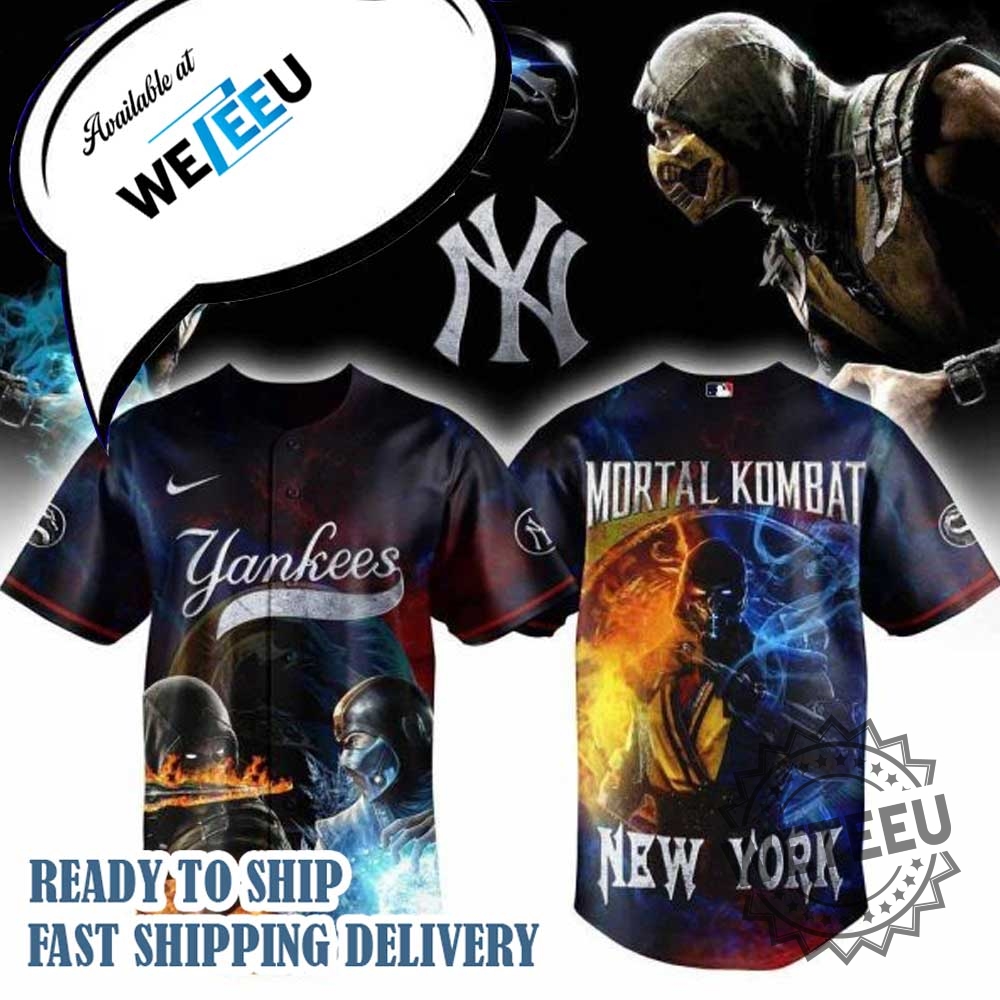 New York Yankees X Mortal Kombat Night Baseball Jersey 3 New York Yankees X Mortal Kombat Night Baseball Jersey