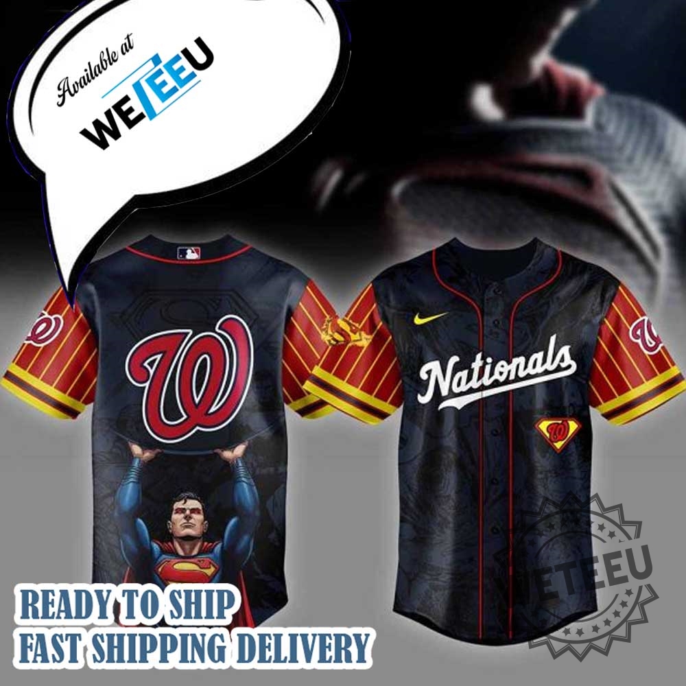 Washington Nationals Mlb X Superman Personalized Baseball Jersey 3 Washington Nationals MLB x Superman Personalized Baseball Jersey