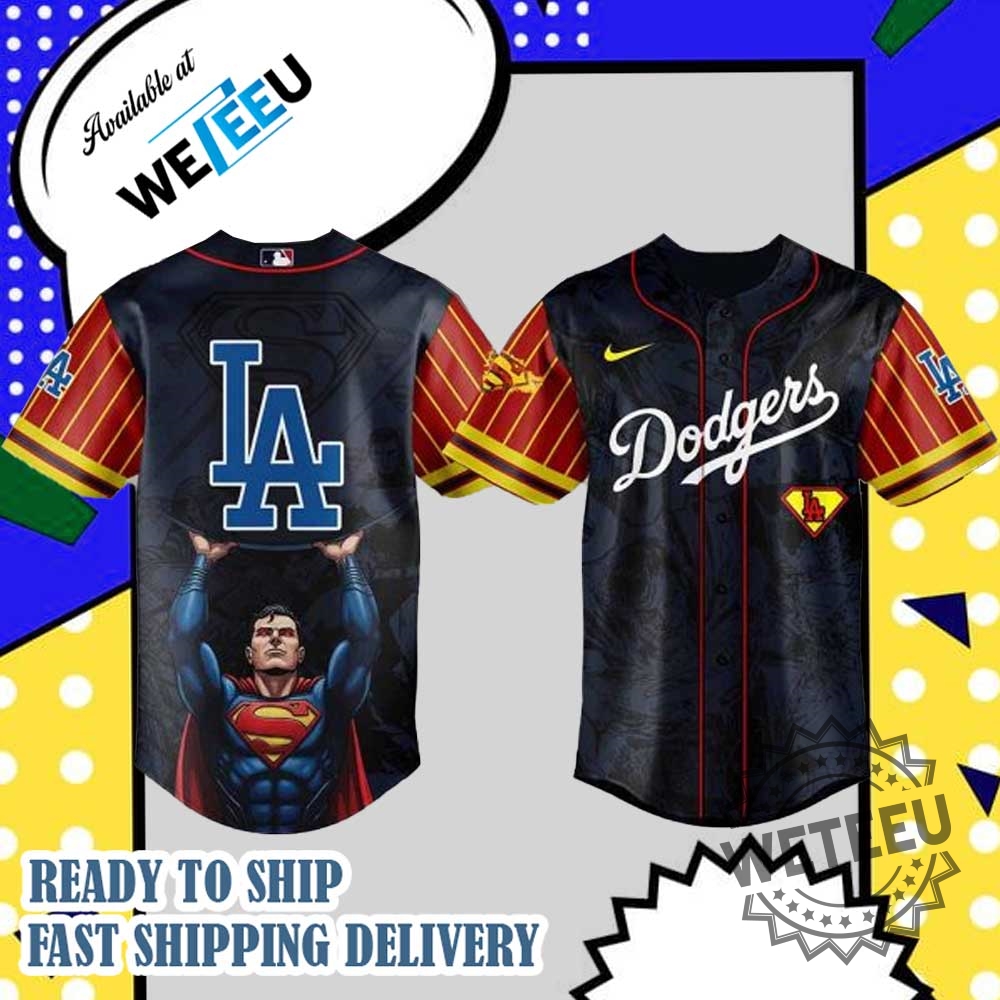 "Shop Trendy Thunder X Hello Kitty, Snoopy LSU Champions Gear" 29 Los Angeles Dodgers Mlb X Superman Personalized Baseball Jersey