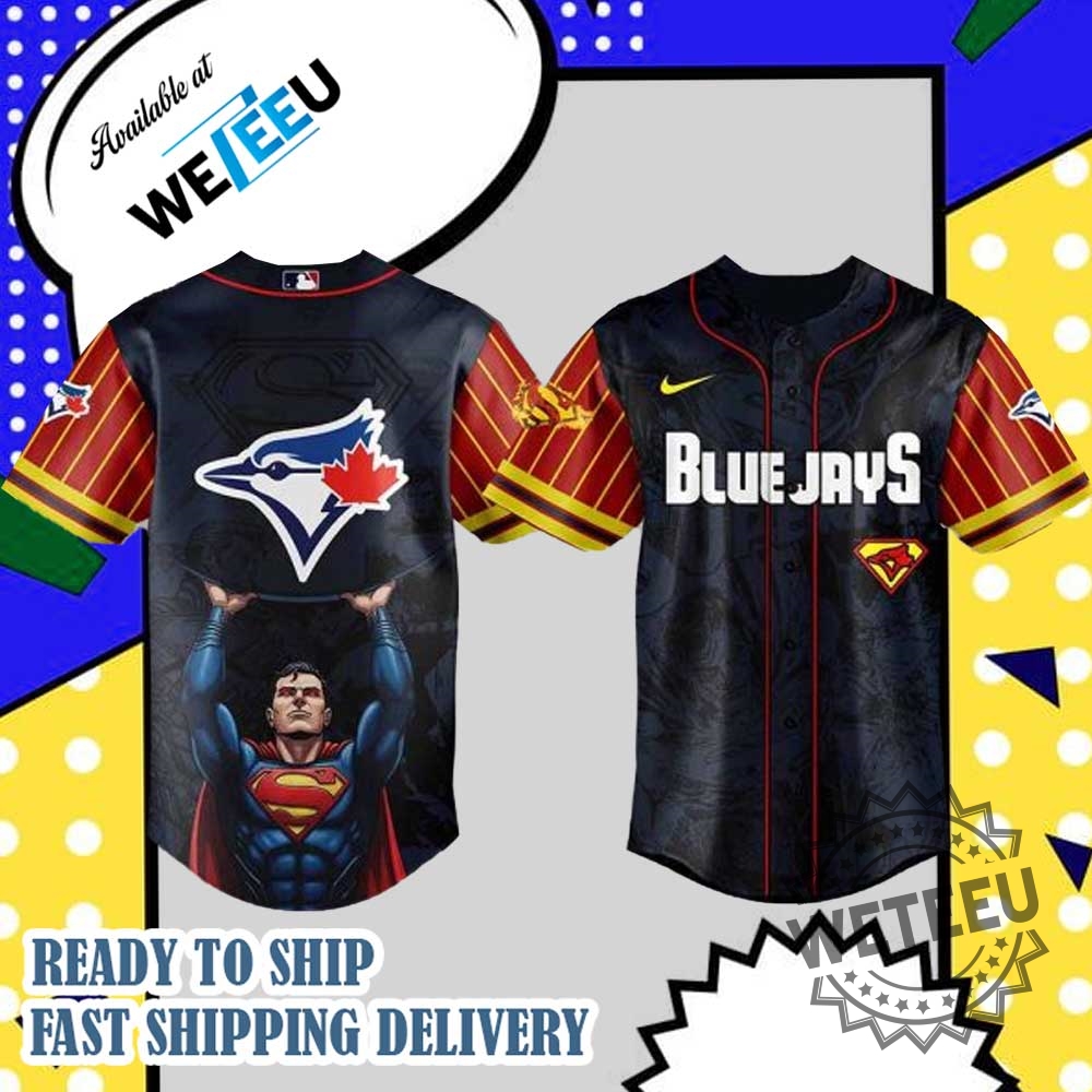 "Shop Trendy Thunder X Hello Kitty, Snoopy LSU Champions Gear" 30 Toronto Blue Jays Mlb X Superman Personalized Baseball Jersey