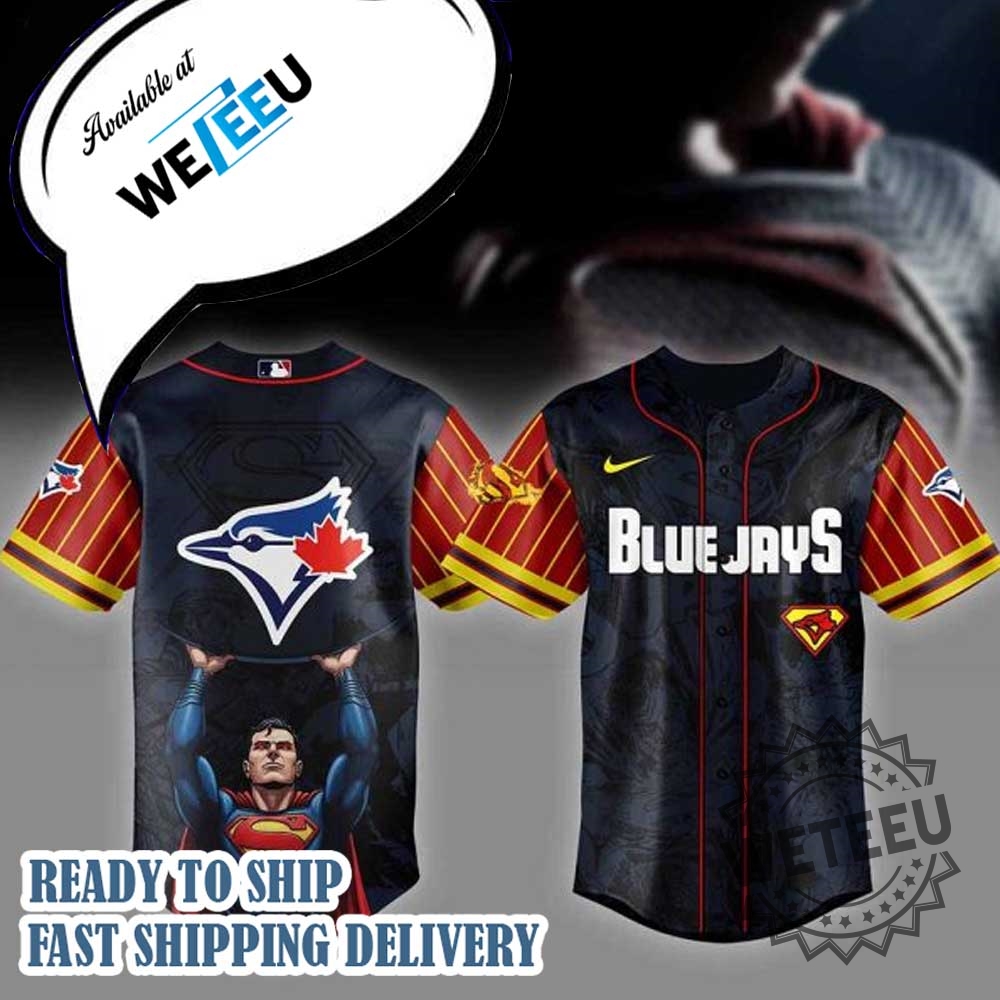 Toronto Blue Jays Mlb X Superman Personalized Baseball Jersey 3 Toronto Blue Jays MLB x Superman Personalized Baseball Jersey
