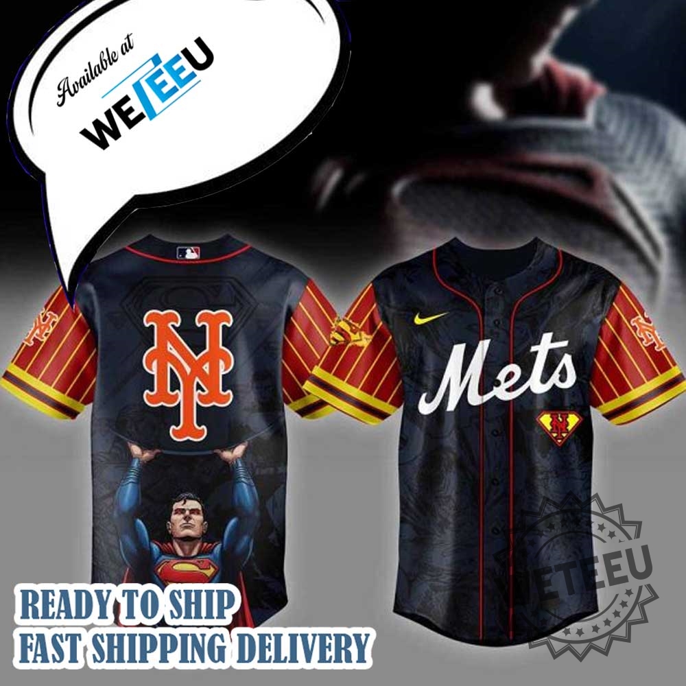 New York Mets Mlb X Superman Personalized Baseball Jersey 3 New York Mets MLB x Superman Personalized Baseball Jersey