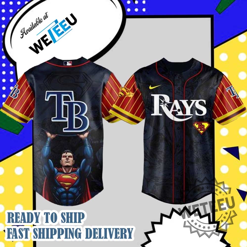 "Shop Trendy Thunder X Hello Kitty, Snoopy LSU Champions Gear" 41 Tampa Bay Rays Mlb X Superman Personalized Baseball Jersey