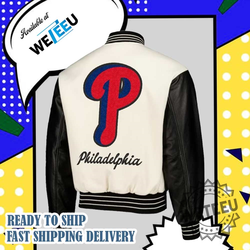 Philadelphia Phillies Pleasures Fullsnap Varsity Jacket 5 Philadelphia Phillies PLEASURES Full-Snap Varsity Jacket
