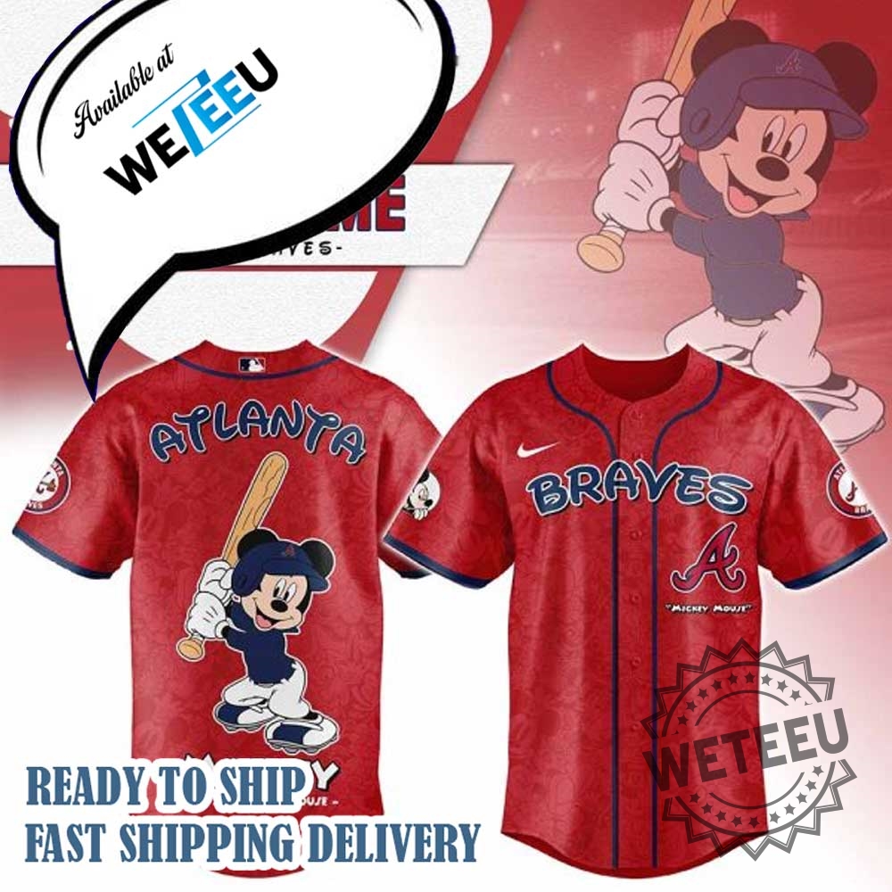Mickey Mouse Atlanta Braves Personalized Baseball Jersey 3 Mickey Mouse Atlanta Braves Personalized Baseball Jersey
