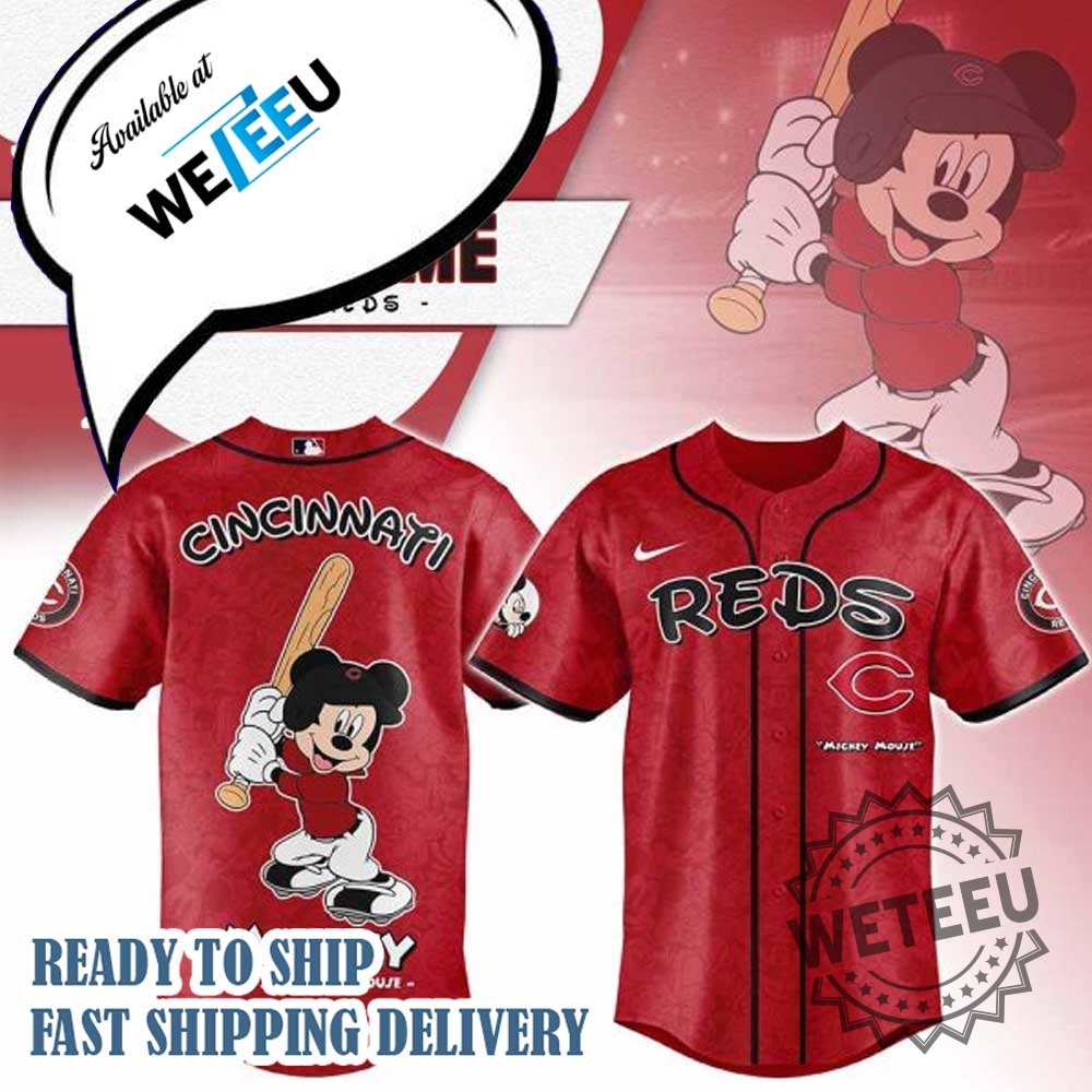 Mickey Mouse Cincinnati Reds Personalized Baseball Jersey 3 Mickey Mouse Cincinnati Reds Personalized Baseball Jersey