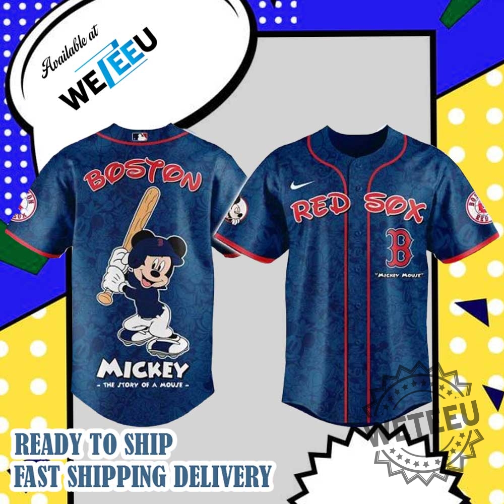 Mickey Mouse Boston Red Sox Personalized Baseball Jersey