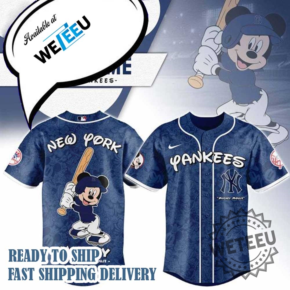 Mickey Mouse New York Yankees Personalized Baseball Jersey 3 Mickey Mouse New York Yankees Personalized Baseball Jersey