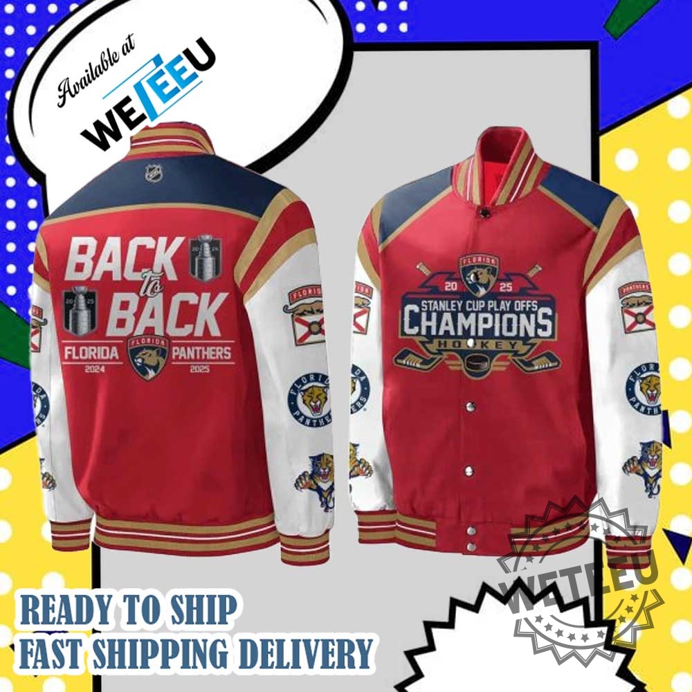 "Top Trending Fan Gear: Official Jackets for Music and Sports Fans" 3 Florida Panthers Back To Back Stanley Cup Champions Baseball Jacket Nhl Victory Jacket