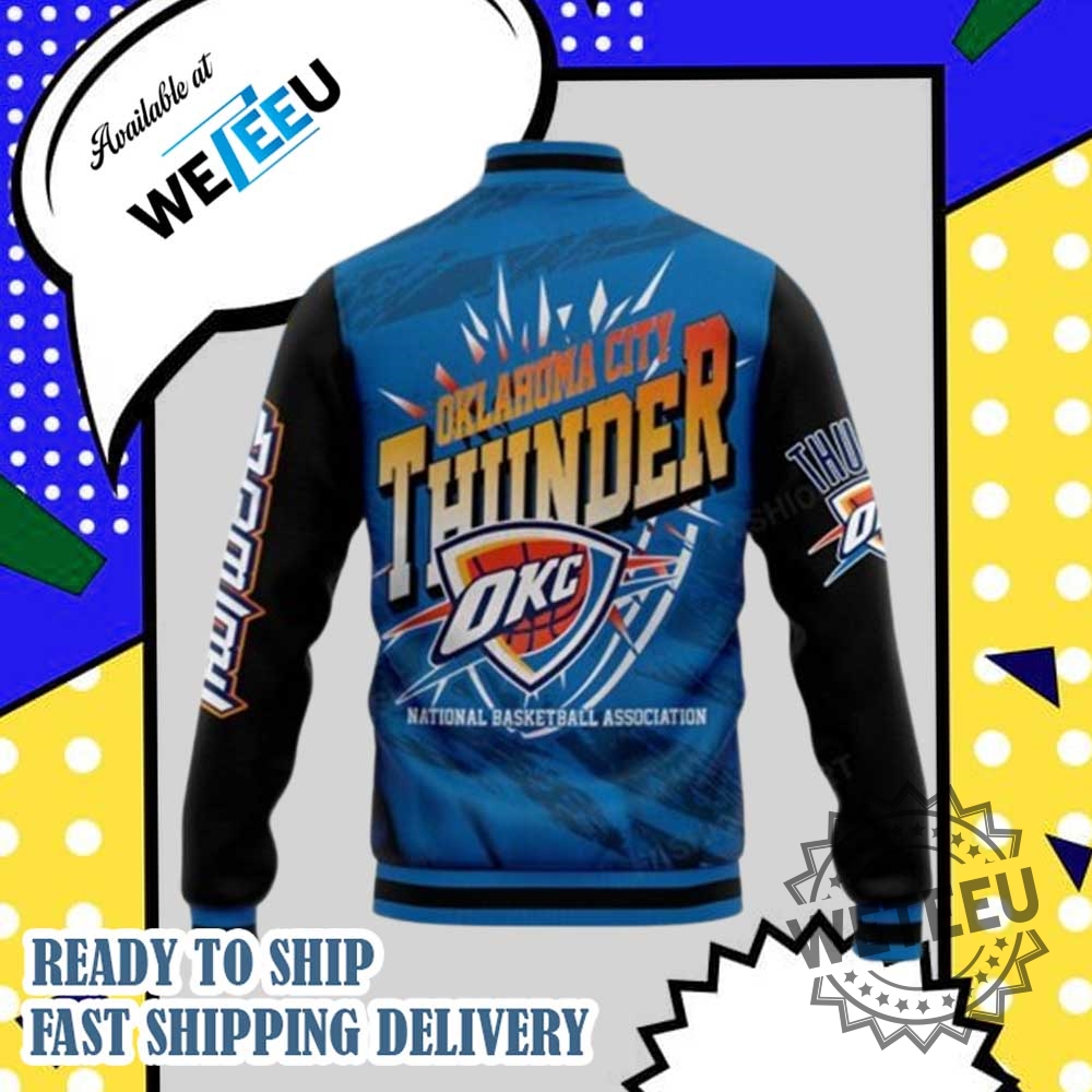 Oklahoma City Thunder Nba Baseball Jacket Official Nba Team Apparel 5 Oklahoma City Thunder NBA Baseball Jacket – Official NBA Team Apparel