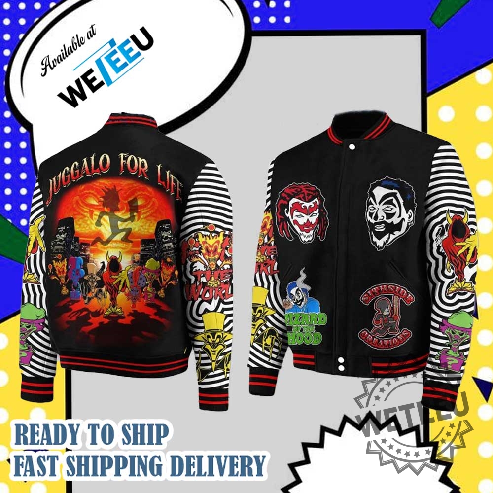 "Top Trending Fan Gear: Official Jackets for Music and Sports Fans" 6 Insane Clown Posse Juggalo For Life Baseball Jacket Hiphop Fan Apparel