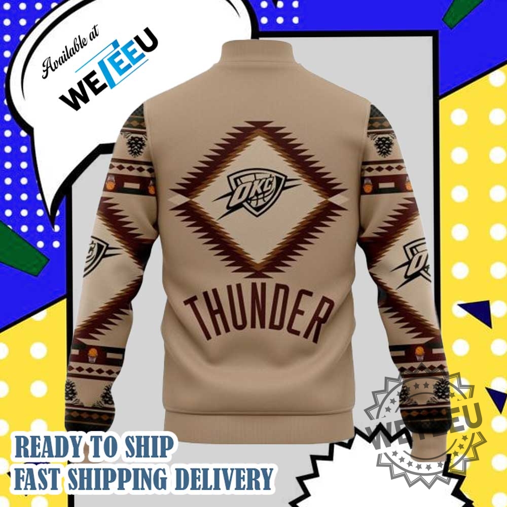 Oklahoma City Thunder Native American Heritage Baseball Jacket Nba Special Edition 4 Oklahoma City Thunder Native American Heritage Baseball Jacket – NBA Special Edition