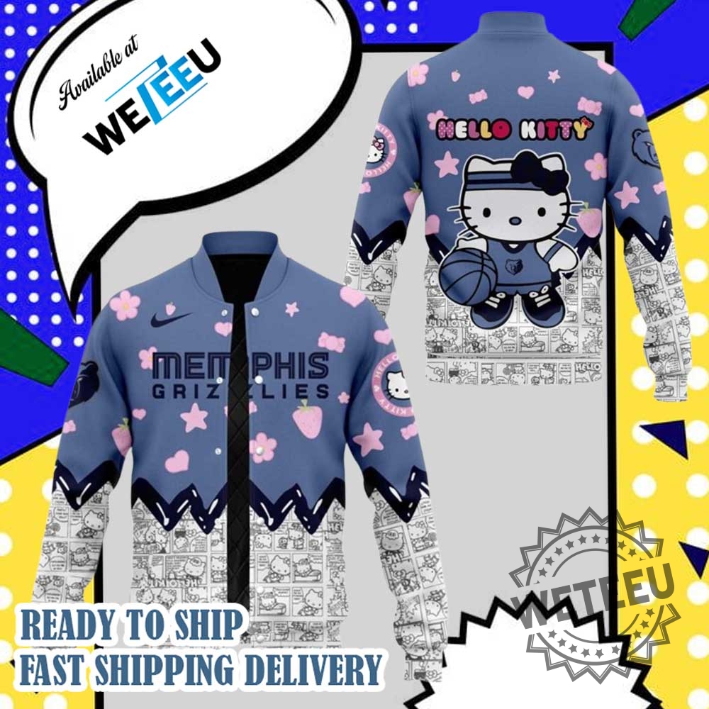 "Top Trending Fan Gear: Official Jackets for Music and Sports Fans" 13 Memphis Grizzlies Nba Hello Kitty Night Game Baseball Jacket Nba Themed Fan Gear