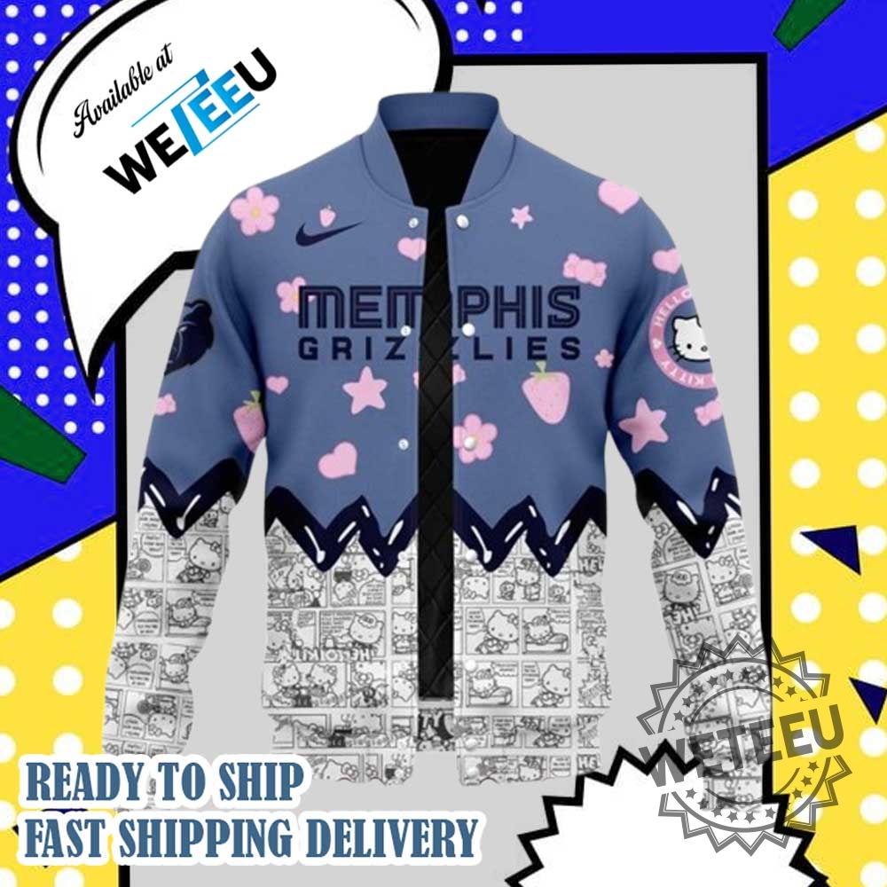 Memphis Grizzlies Nba Hello Kitty Night Game Baseball Jacket Nba Themed Fan Gear 4 Memphis Grizzlies NBA Hello Kitty Night Game Baseball Jacket – NBA Themed Fan Gear