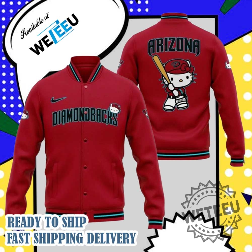 "Top Trending Fan Gear: Official Jackets for Music and Sports Fans" 16 Arizona Diamondbacks Sweet Style Kitty Charm Baseball Jacket Mlb Fan Gear