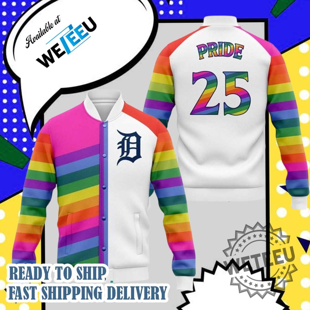 "Top Trending Fan Gear: Official Jackets for Music and Sports Fans" 20 Detroit Tigers Pride Night Baseball Jacket Mlb Lgbtq Fan Apparel