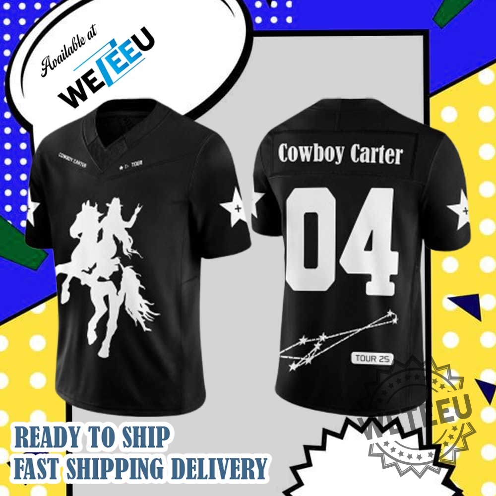 Beyoncé Cowboy Carter Tour 2025 Football Black Jersey