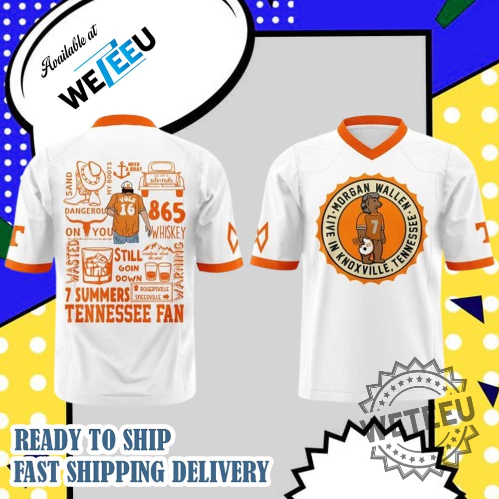 Morgan Wallen Live In Knoxville Tennessee 2024 White Football Jersey