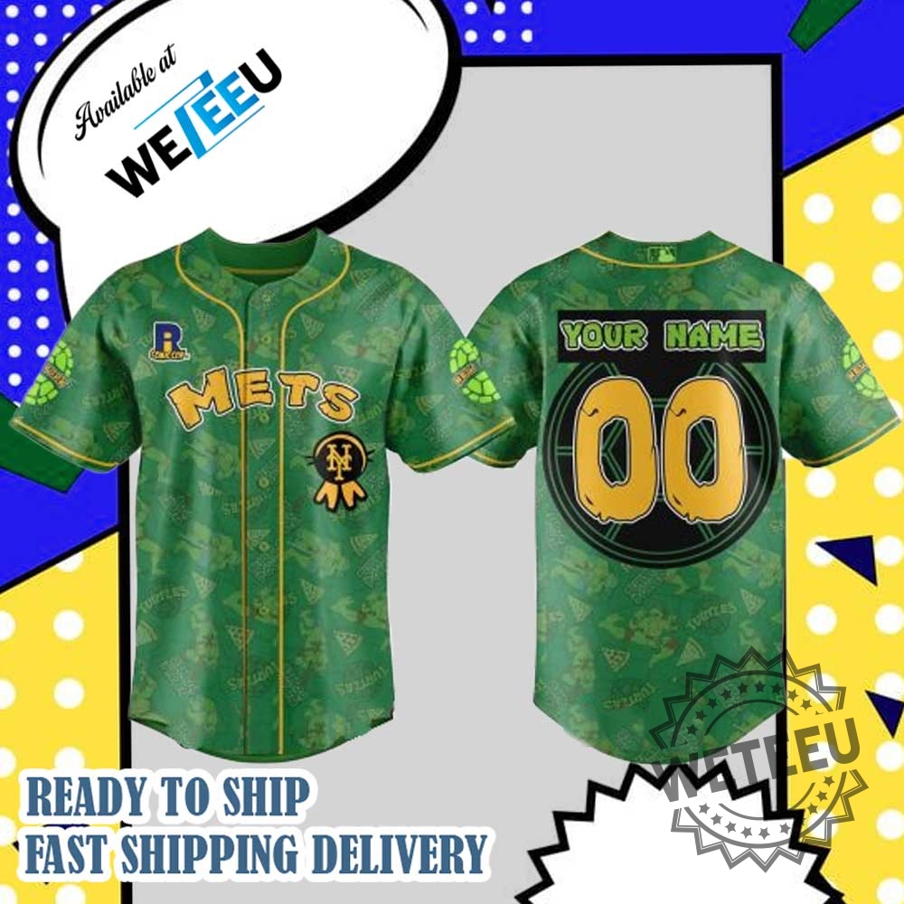 New York Mets Turtle Powered Ri Comic Baseball Jersey